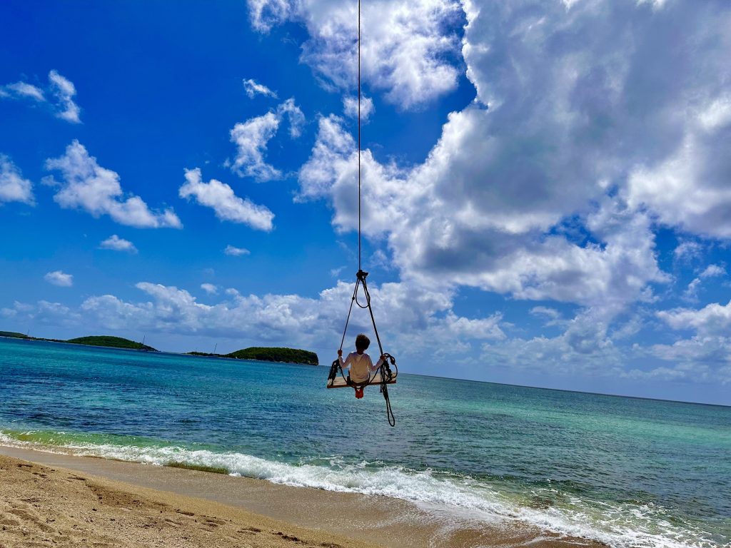 Swinging over Coconut Beach Ocean View